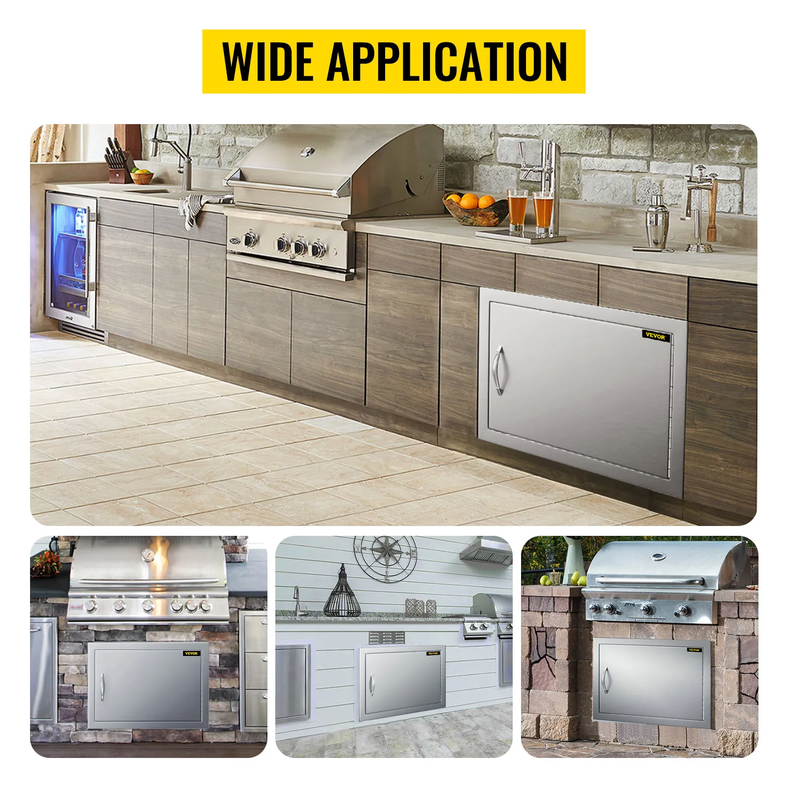 Ampia applicazione della porta di accesso per barbecue VEVOR nelle cucine all'aperto.