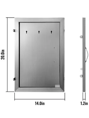 Puerta de acceso para barbacoa VEVOR de acero inoxidable, 20x14 pulgadas, perfil lateral de 1,2 pulgadas de espesor.
