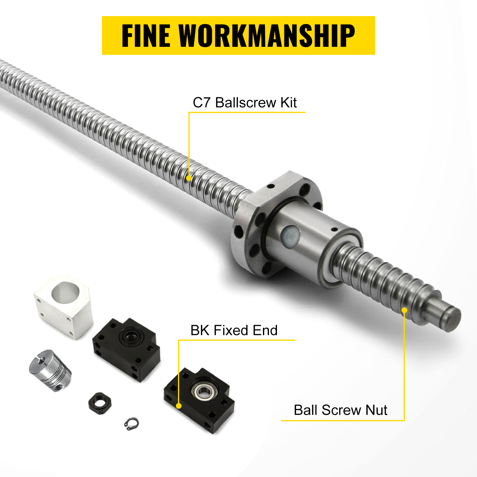 VEVOR Ballscrew RM1605-1500mm,Anti-Backlash Ballscrew 6.35mmx10mm