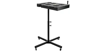 VEVOR-Blitztrockner mit einstellbarer Höhe, schwarzem Ständer und Lenkrollen für Mobilität.