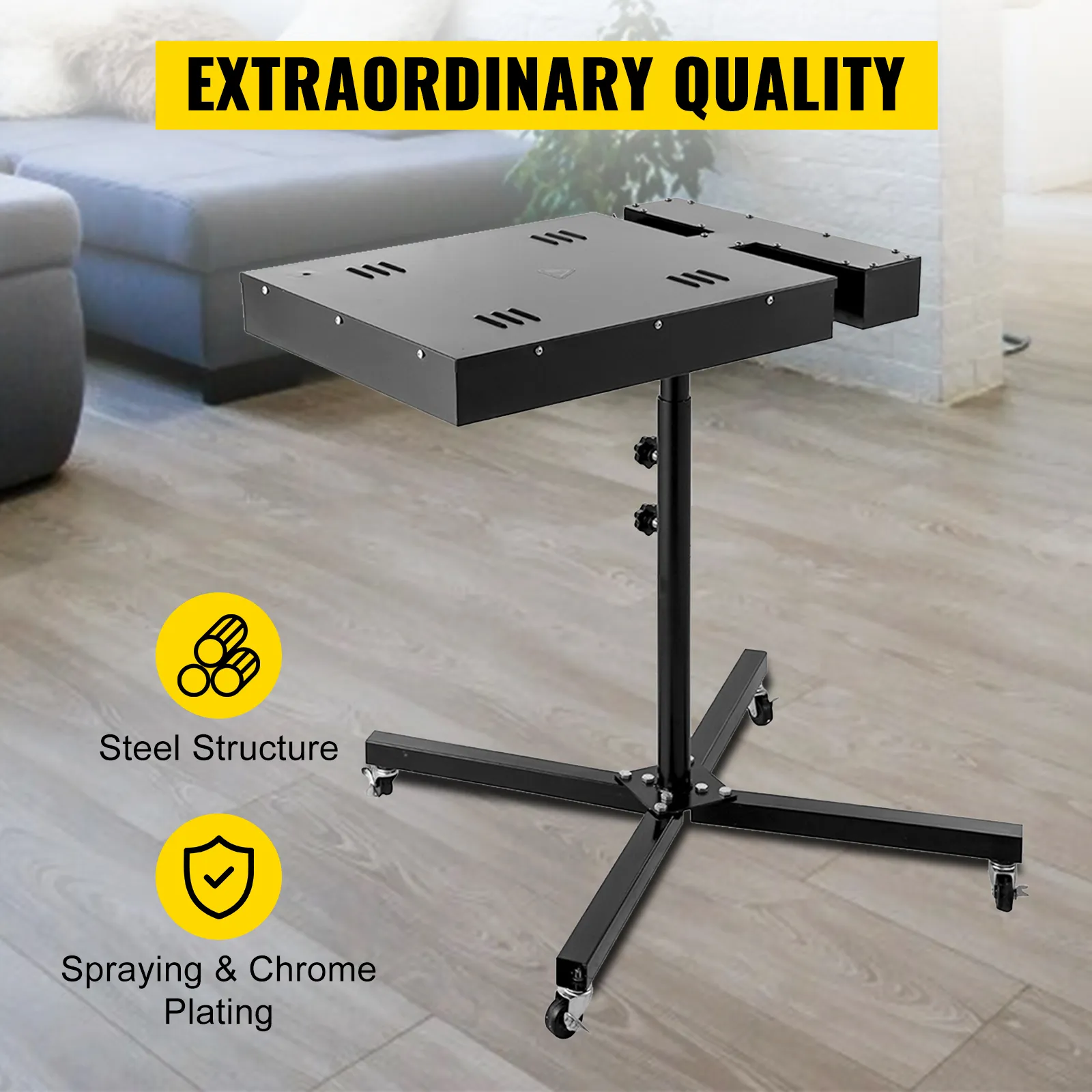 VEVOR-Blitztrockner mit Stahlkonstruktion und verchromter Sprühdüse auf Holzboden.