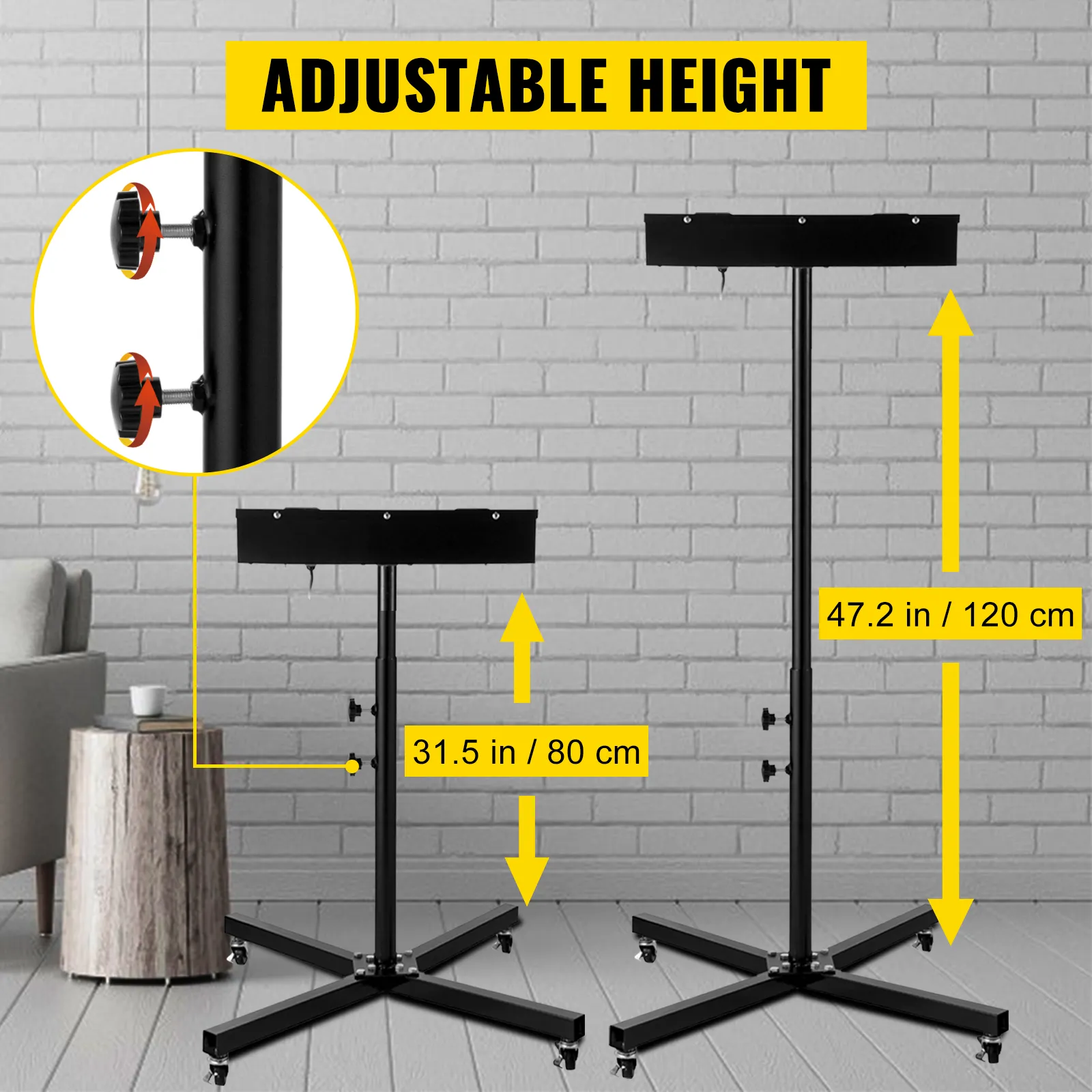 VEVOR-Blitztrockner mit einstellbarer Höhe von 80 cm bis 120 cm.