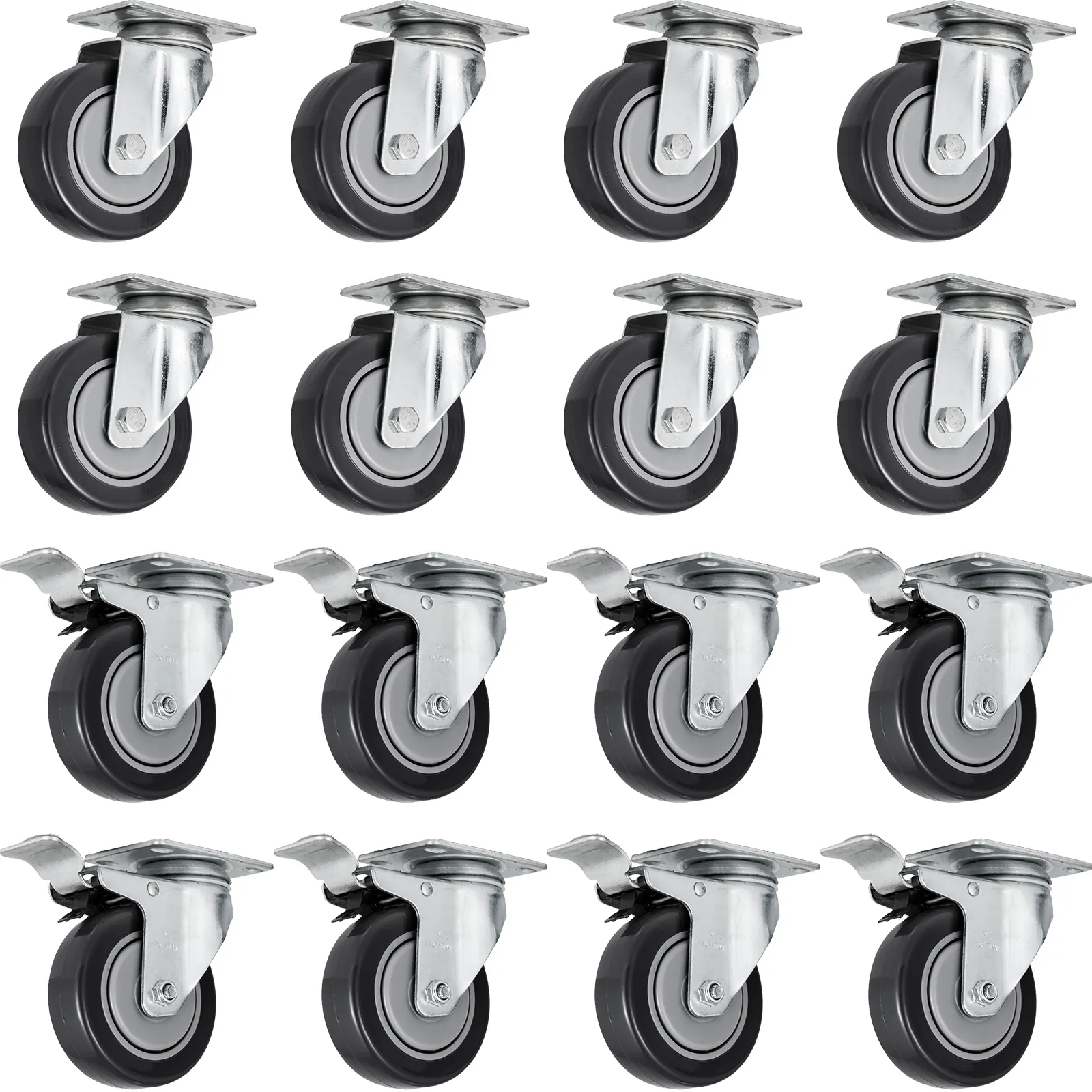 Juego de ruedas giratorias VEVOR con frenos y ruedas de giro suave para muebles.
