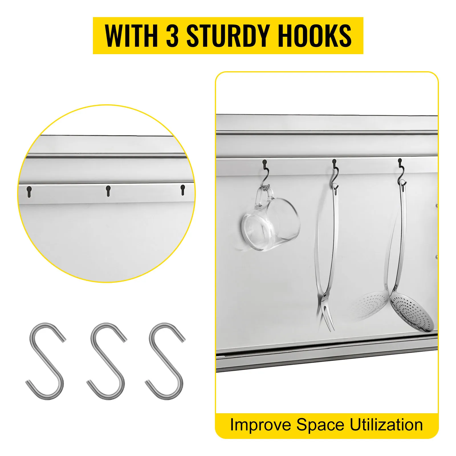VEVOR bbq access door with 3 sturdy hooks for improved space utilization.