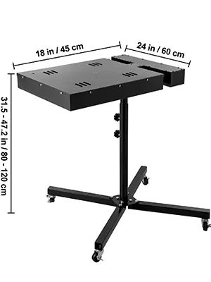 Secador flash VEVOR con soporte ajustable, dimensiones: 24x18 pulgadas, altura: 31,5-47,2 pulgadas.