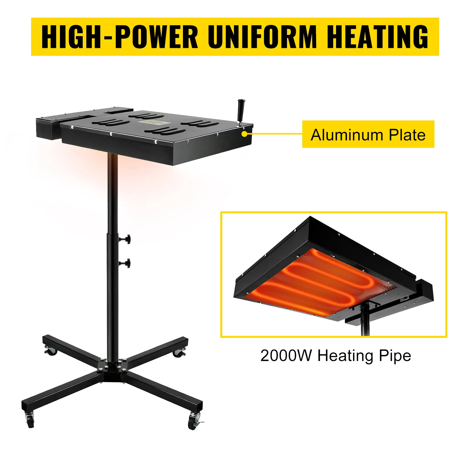 Secador flash VEVOR con placa de aluminio, tubo de calentamiento de 2000w y calentamiento uniforme de alta potencia.