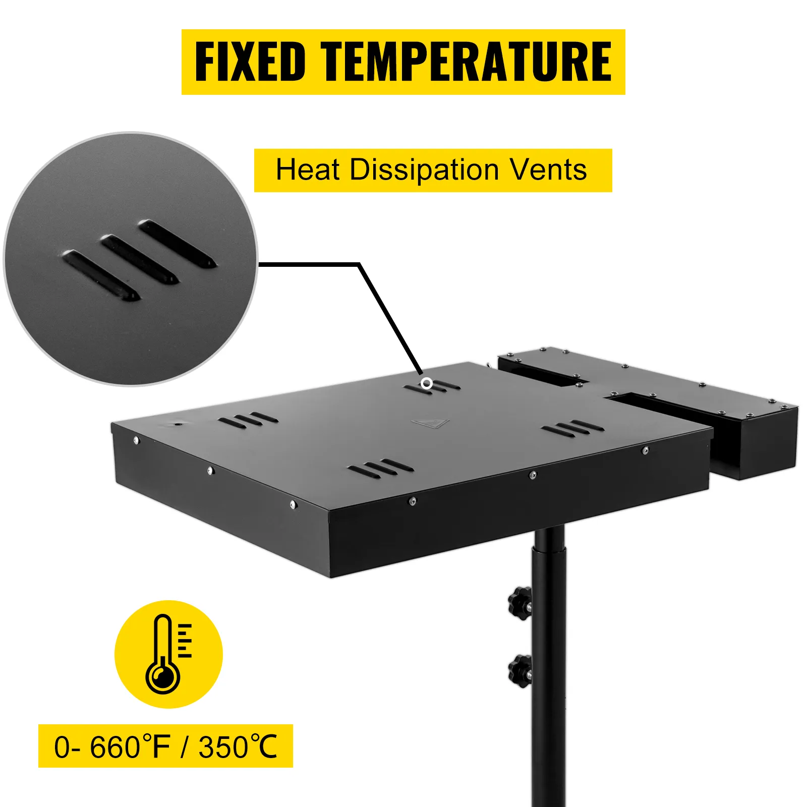 Secador flash VEVOR con rejillas de disipación de calor y temperatura ajustable hasta 660 °f.