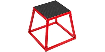 Rote plyometrische Sprungbox von VEVOR mit schwarzer Oberplattform, ideal für Fitnesstraining.