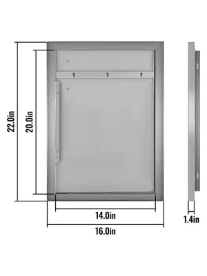 Drzwi do kuchni zewnętrznej VEVOR, stal nierdzewna, 16x22 cale z uchwytem i wymiarami