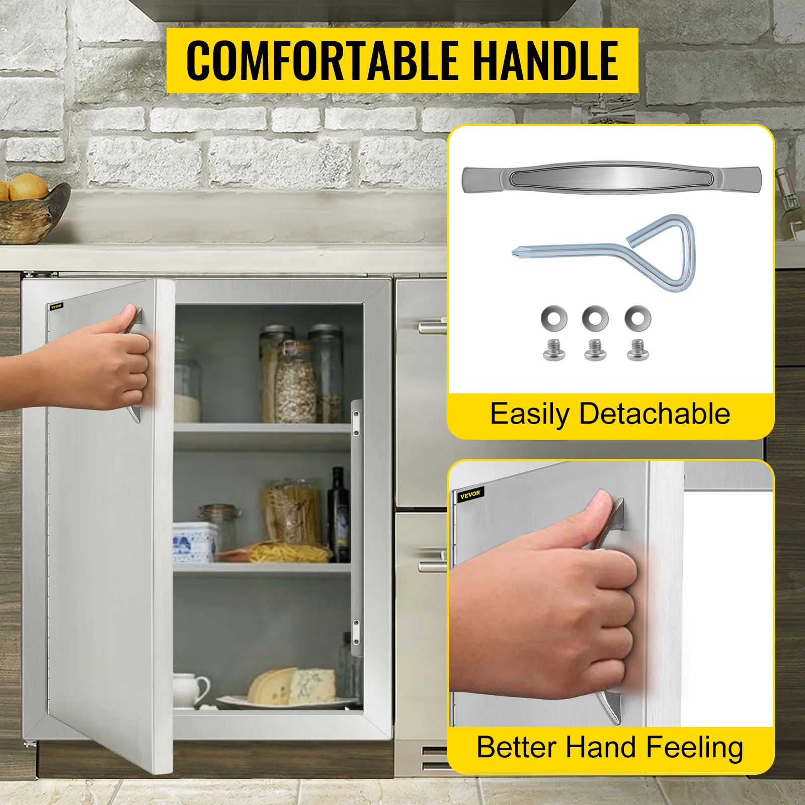 Drzwiczki dostępowe do kuchni zewnętrznej VEVOR z wygodnym uchwytem, łatwe do zdemontowania.