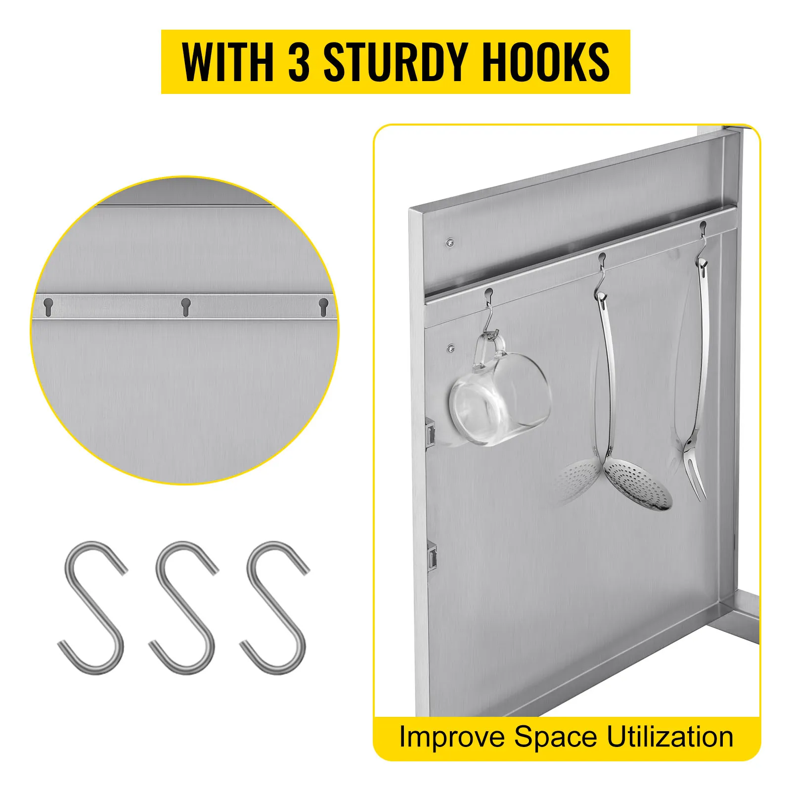Drzwi dostępowe do kuchni zewnętrznej VEVOR z 3 solidnymi haczykami dla lepszego wykorzystania przestrzeni