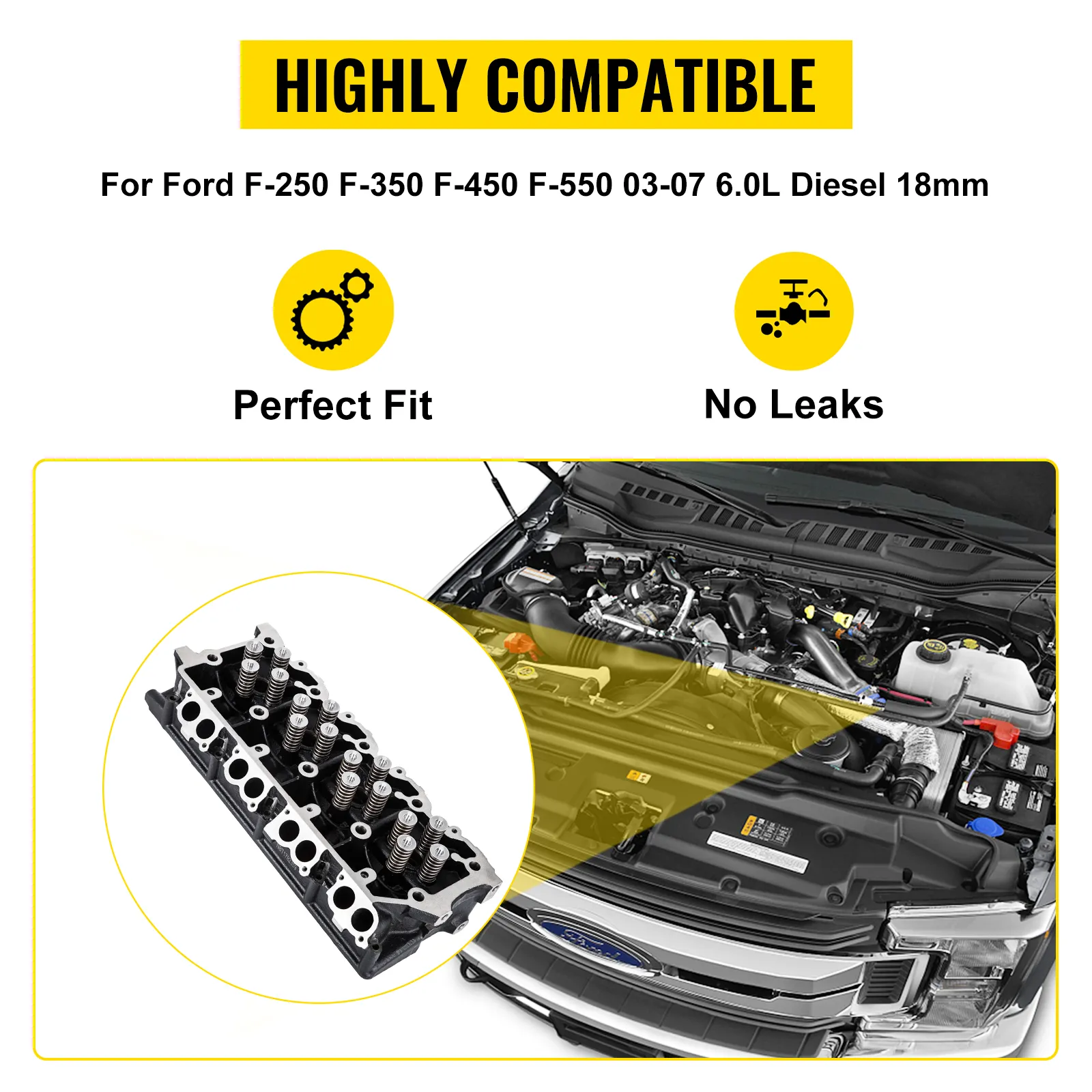 Reemplazo de culata VEVOR para Ford F-250 F-350 F-450 F-550 6.0l diésel.