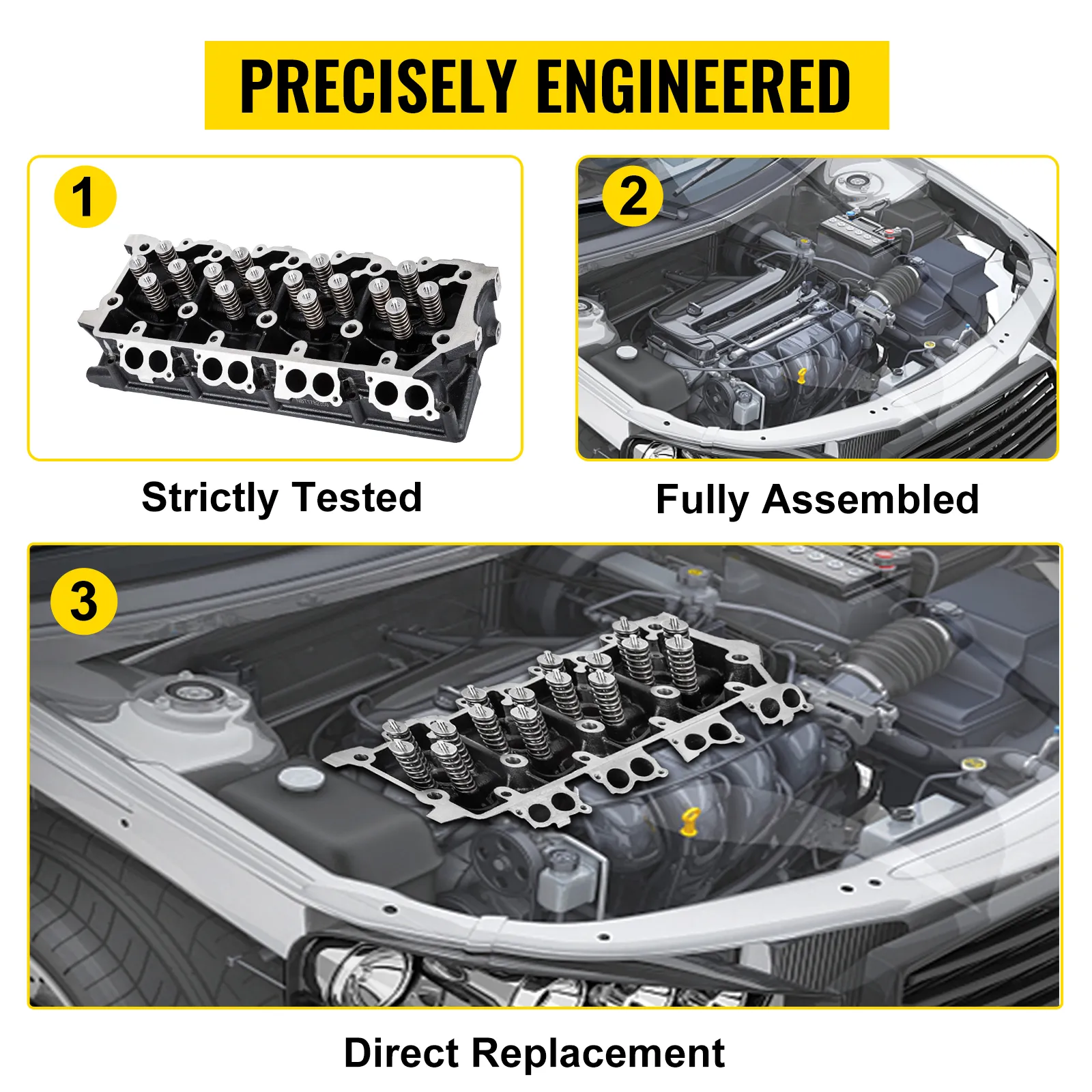 Reemplazo de culata VEVOR, estrictamente probado, completamente ensamblado, reemplazo directo.