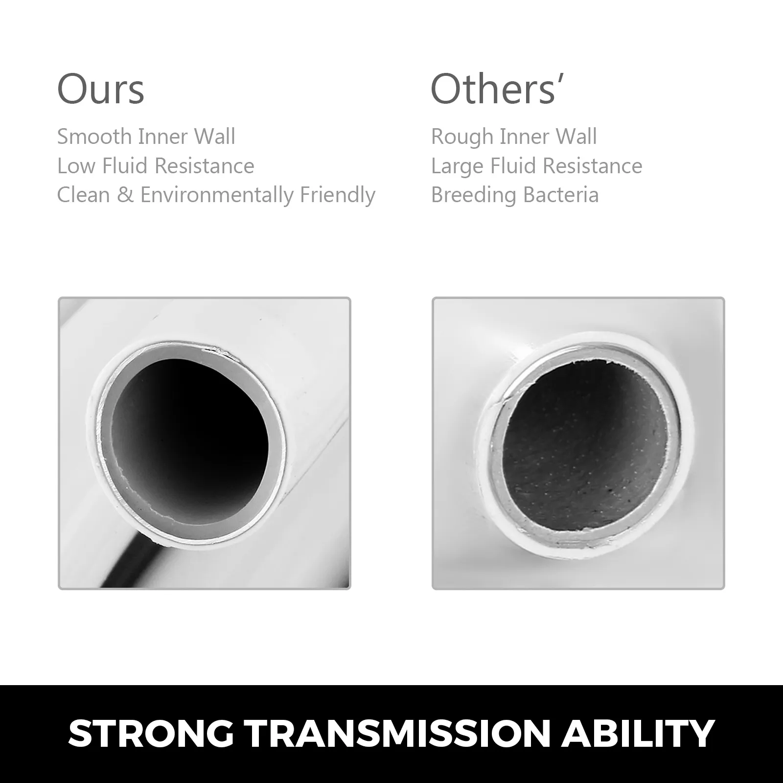 VEVOR pex-al-pex tubing comparison: smooth inner wall vs. rough inner wall.