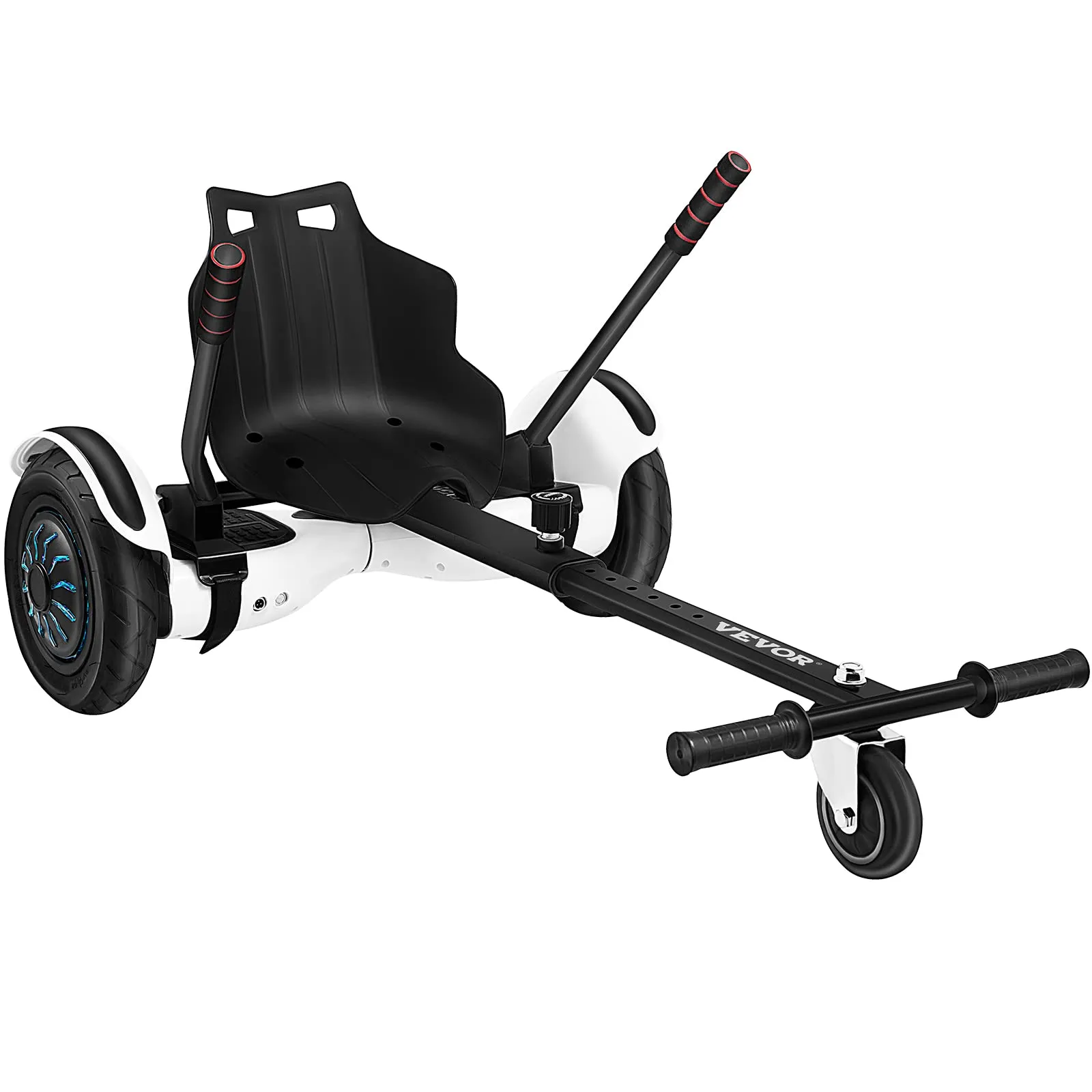 Accesorio de kart hoverboard VEVOR con asiento negro y marco ajustable.
