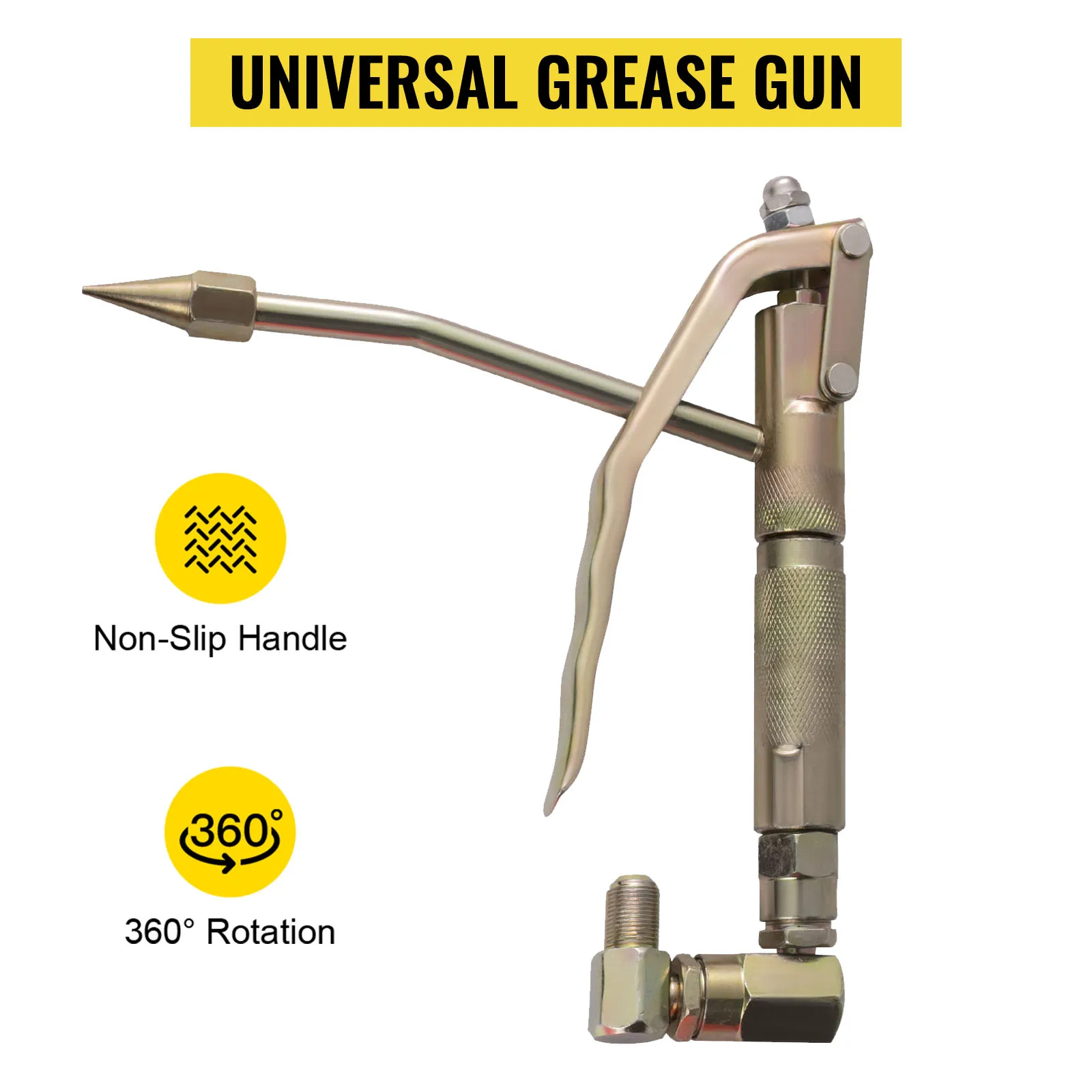 VEVOR grease pump with non-slip handle and 360° rotation feature. universal grease gun.