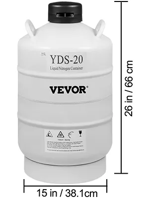 VEVOR liquid nitrogen tank yds-20, 26 inches tall, 15 inches diameter.