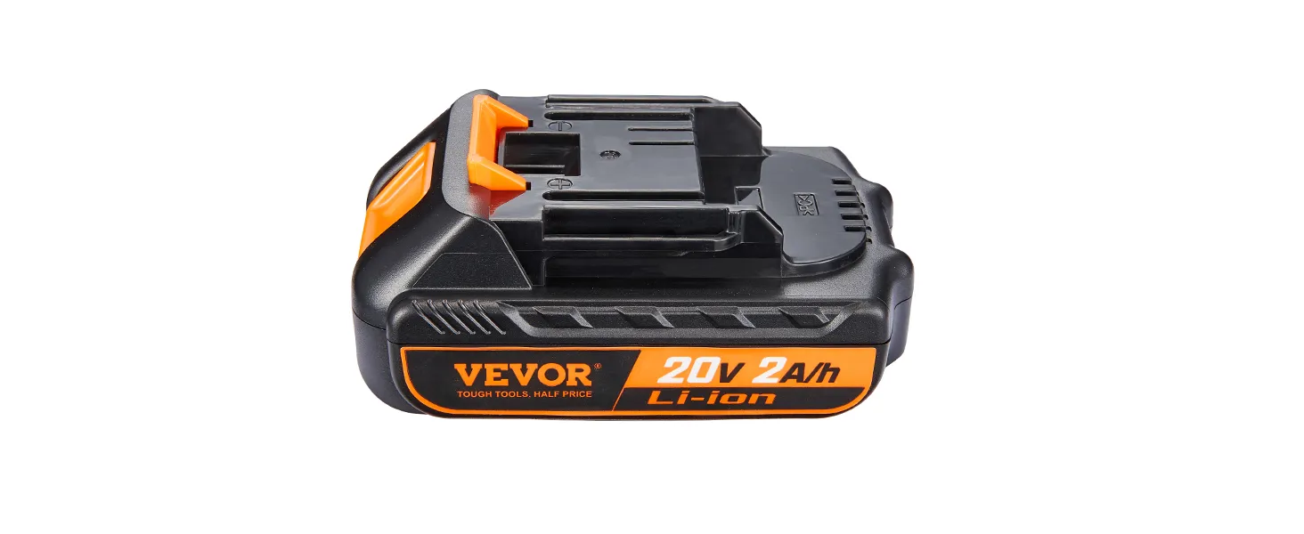 VEVOR 20-V-Lithium-Ionen-Akku in Schwarz und Orange mit 2 Ah Kapazität, im kompakten Design.