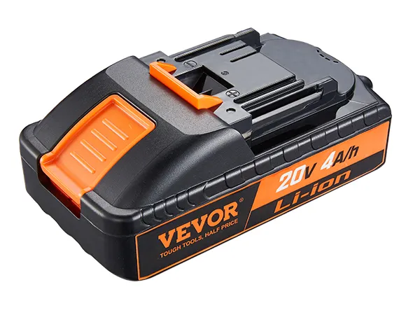 VEVOR 20v battery, 4ah li-ion, black and orange casing, tough tools, high performance.