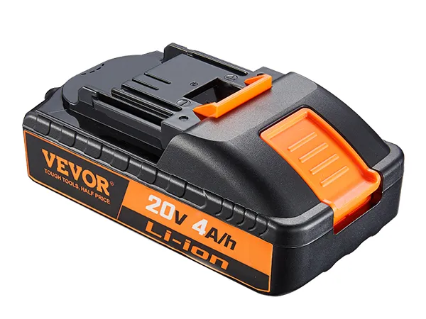 black and orange VEVOR 20v battery with 4a/h li-ion for power tools.