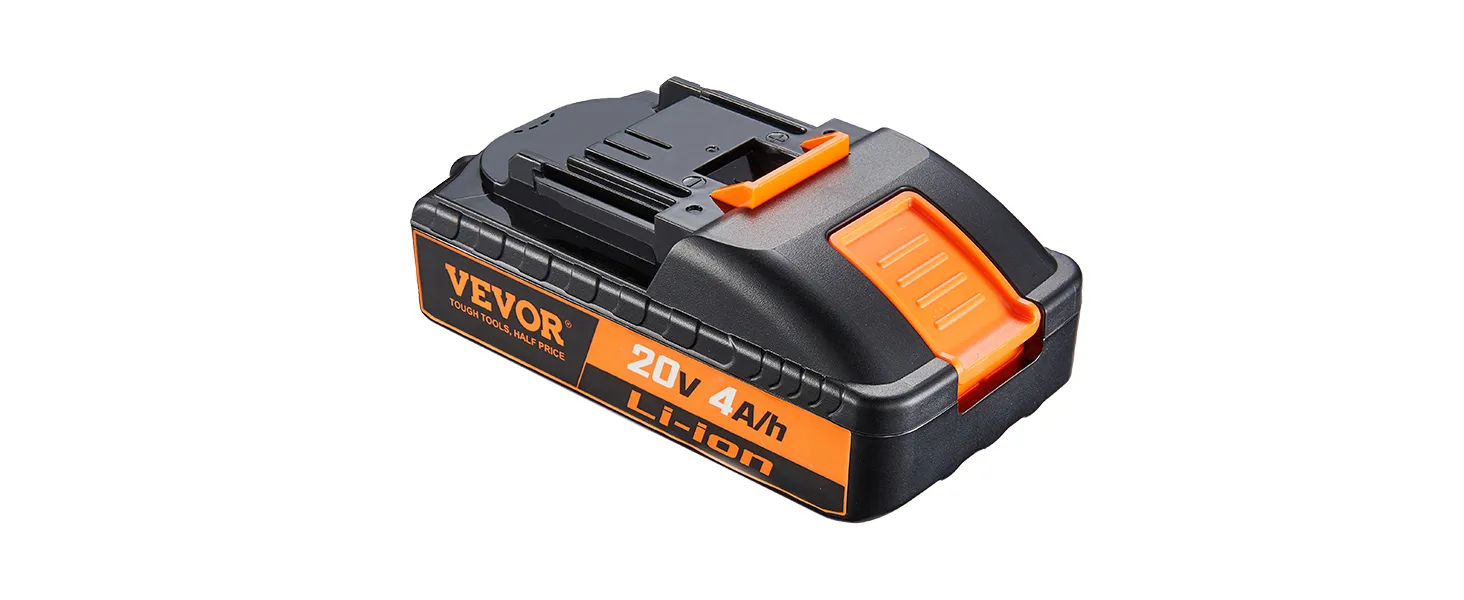 black and orange VEVOR 20v battery with 4a/h li-ion for power tools.