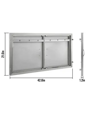 Puerta de acceso para barbacoa VEVOR, 42 x 21 pulgadas, gabinete doble de acero inoxidable.