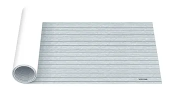 Lámina para cubierta de barco VEVOR gris parcialmente desenrollada, revelando una superficie texturizada.