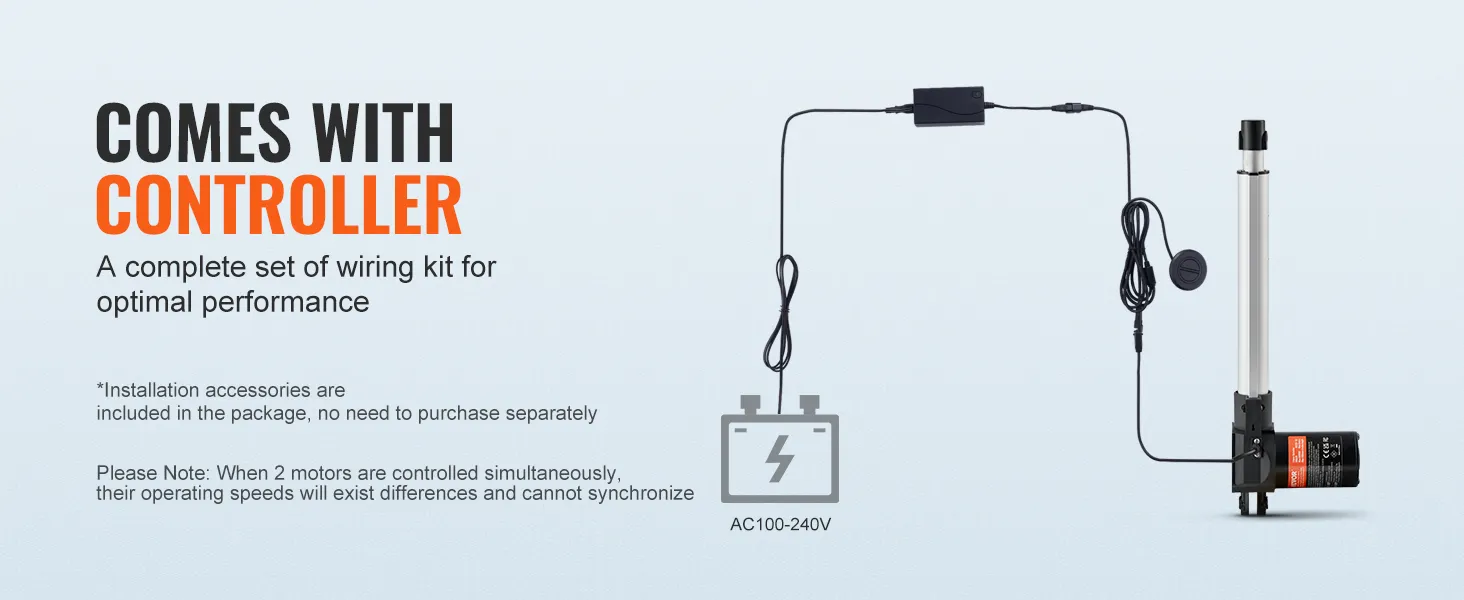 VEVOR 24v lineaire actuator met controller en complete bedradingsset voor optimale prestaties.