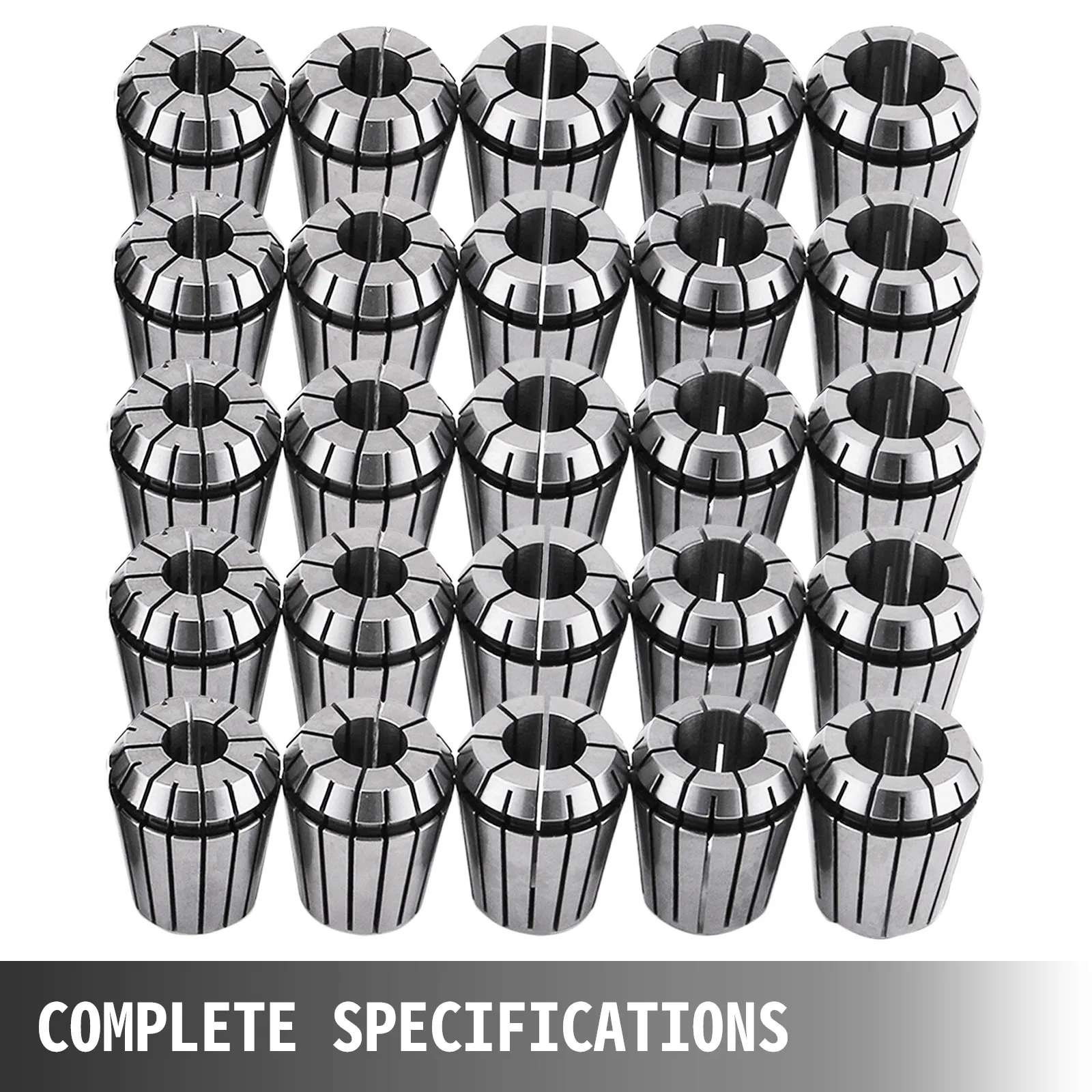 VEVOR er32 collet set displayed with complete specifications in grid layout.