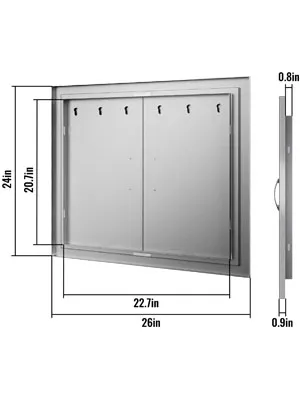 Puertas de acceso a cocina exterior VEVOR con dimensiones 24x20,7 pulgadas, diseño moderno.