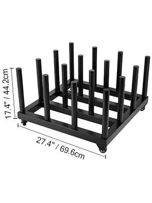 VEVOR vinyl roll rack, 17.4" x 27.4", compact black design with 16 vertical rods.