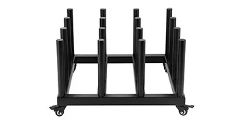 black VEVOR vinyl roll rack with 12 slots on wheels for easy transport and storage.