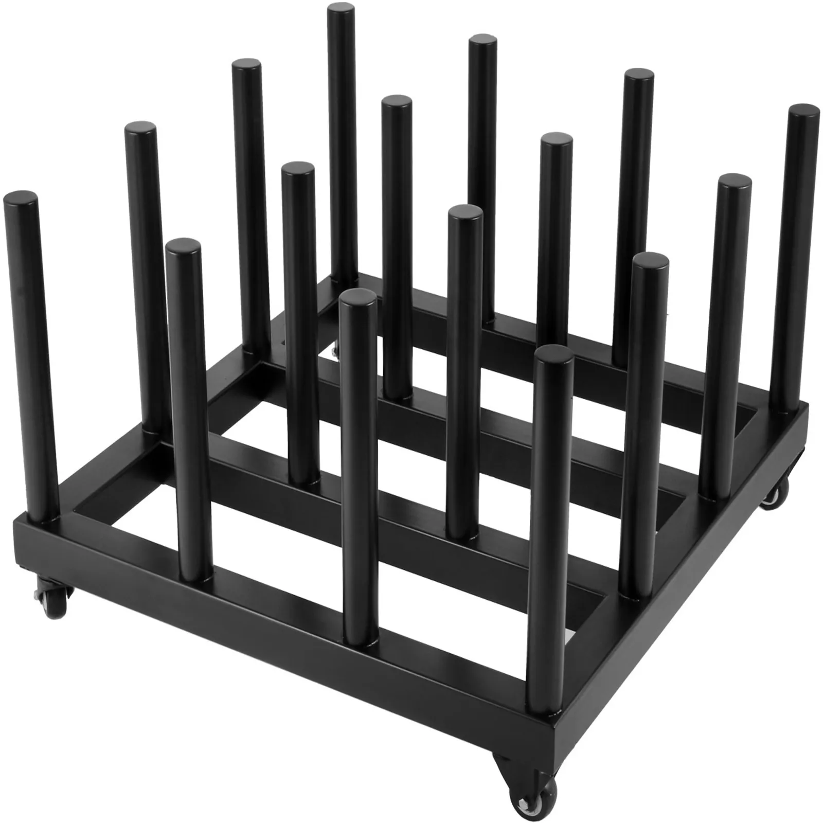 black VEVOR vinyl roll rack with multiple rods and casters for easy mobility.