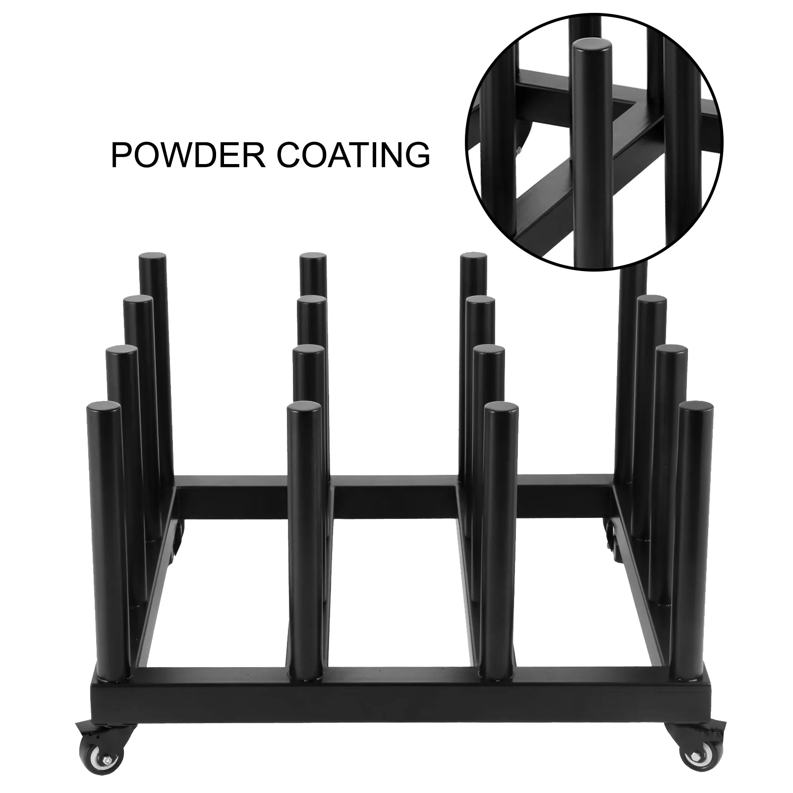 VEVOR vinyl roll rack with powder coating and rollers for easy mobility.