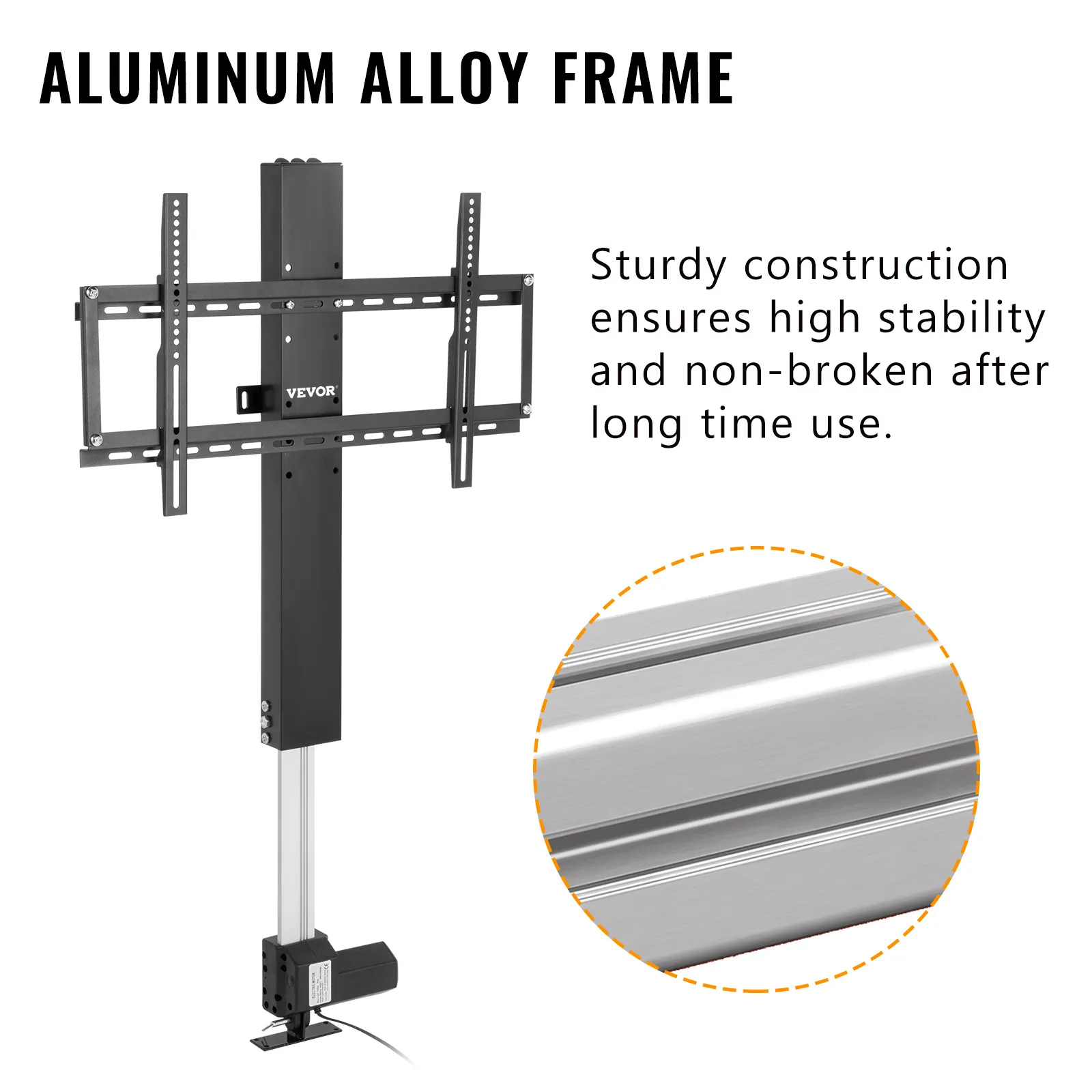Elevador de TV motorizado VEVOR con marco de aleación de aluminio estable para mayor durabilidad y longevidad.