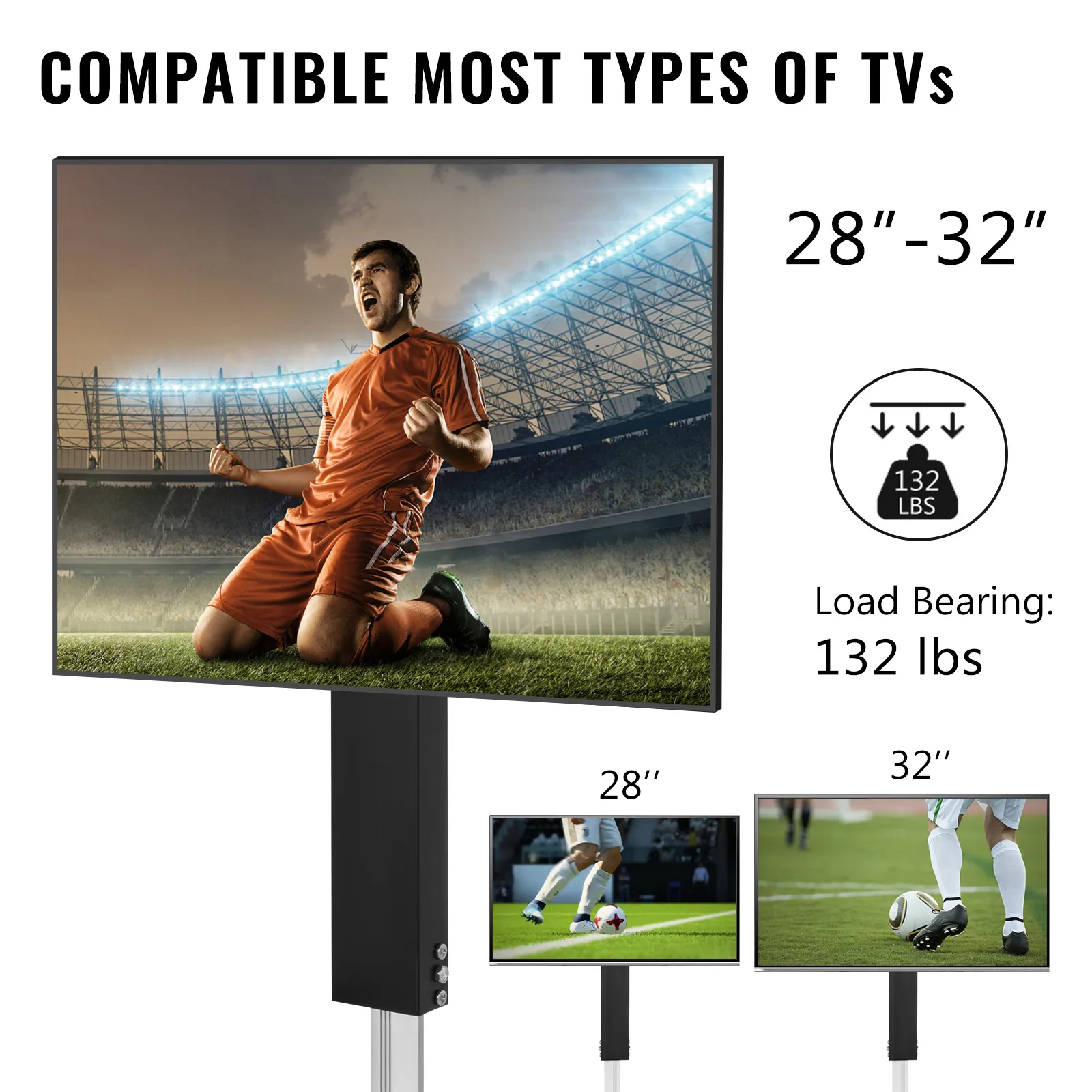 Elevador de TV motorizado VEVOR para televisores de 28" a 32", capacidad de carga de 132 libras.