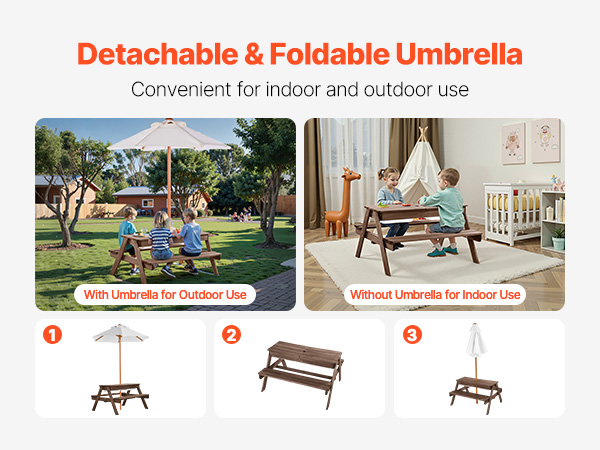 VEVOR Outdoor Picnic Table |Durable Kids 3-in-1 Play Set