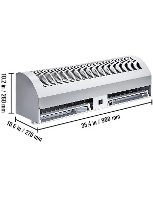 LOBOS Wall-mounted Air Curtain, High Air Volume, 2-speed, Commercial/home Air Curtain, Push Button Switch, White (Small