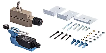 Kit de instalación de cortina de aire VEVOR con soportes, tornillos, componentes eléctricos.