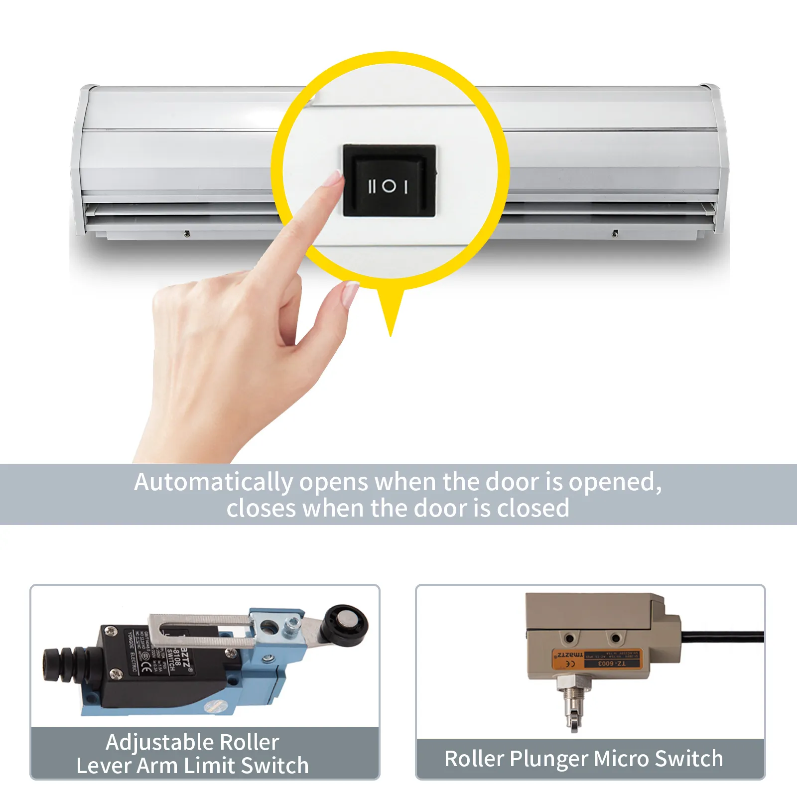 Cortina interior comercial VEVOR con interruptor ajustable para funcionamiento automático de puerta.