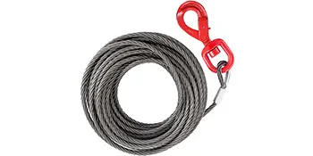 coiled VEVOR galvanized steel winch cable with red hook