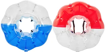 Pelotas de parachoques inflables VEVOR en opciones de color rojo-blanco y azul-blanco.