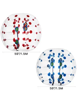 Dos pelotas de choque inflables VEVOR, una roja y otra azul, cada una de 59''/1,5 m de diámetro.