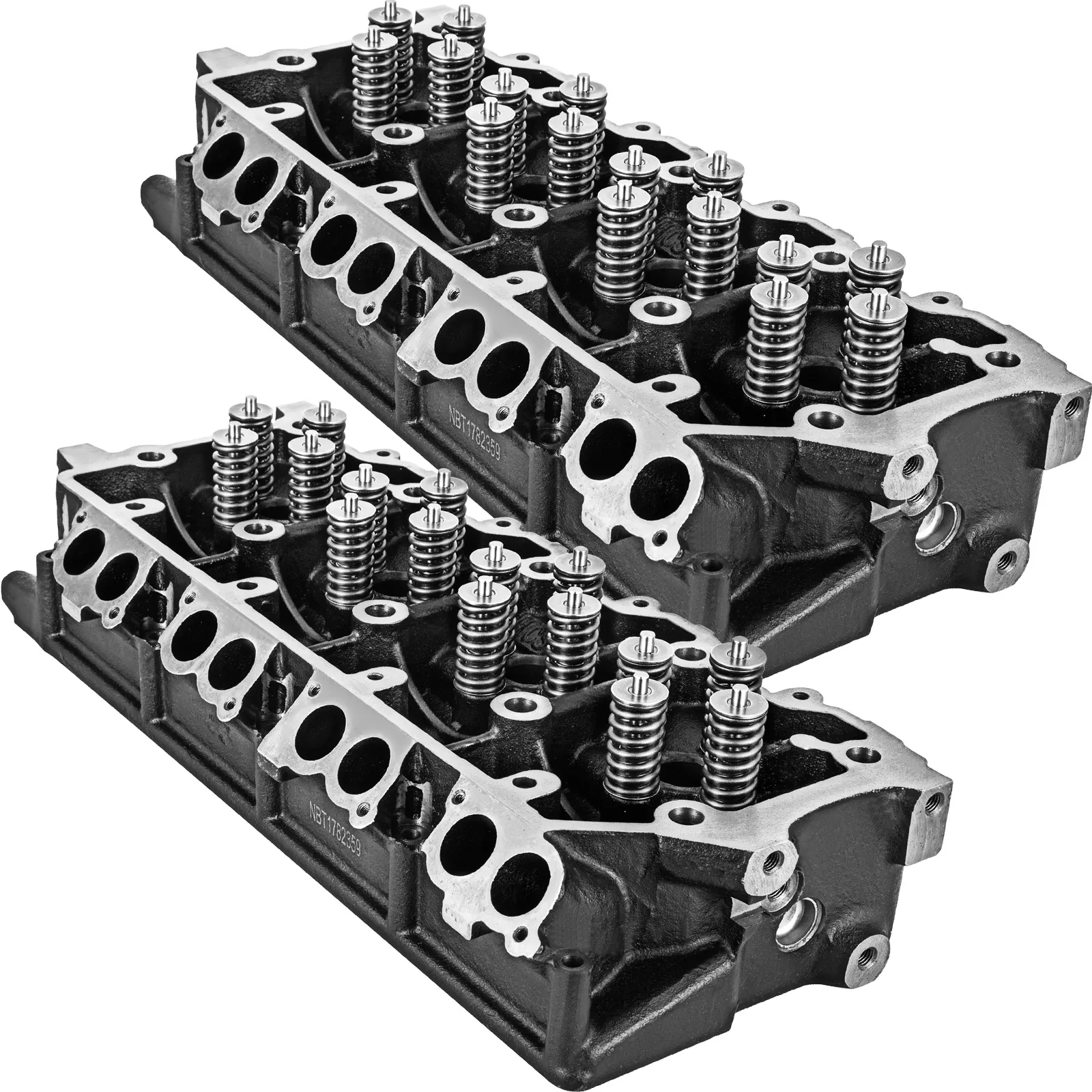 two VEVOR cylinder head ford 6.0l powerstroke diesel with valve springs and ports.