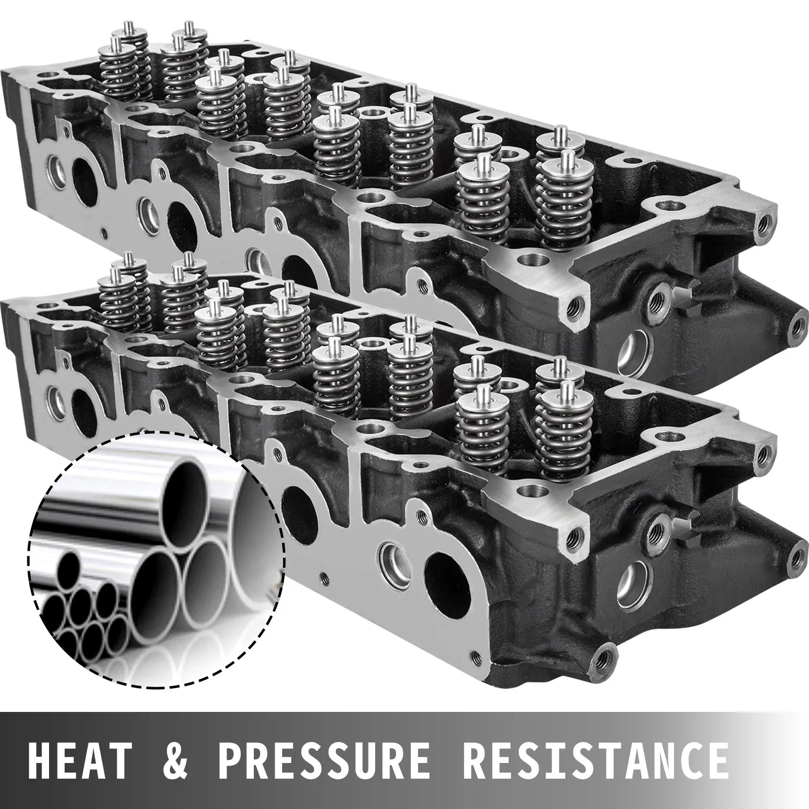 VEVOR cylinder head for ford 6.0l powerstroke diesel, dual unit with valves and springs.