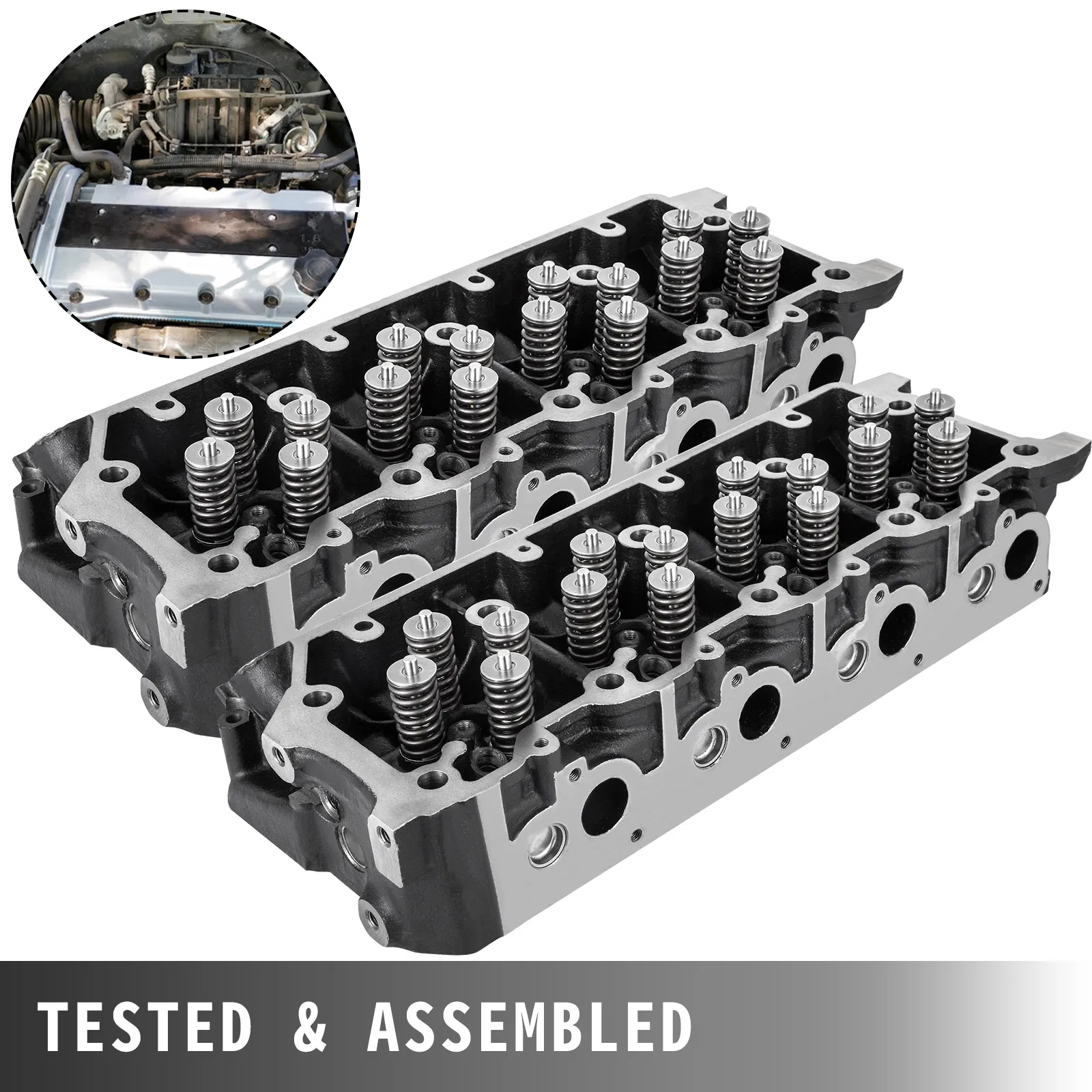 VEVOR cylinder head ford 6.0l powerstroke diesel, tested and assembled for reliability.