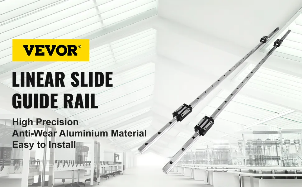 VEVOR linear rail in an industrial setting, highlighting high precision and durability.