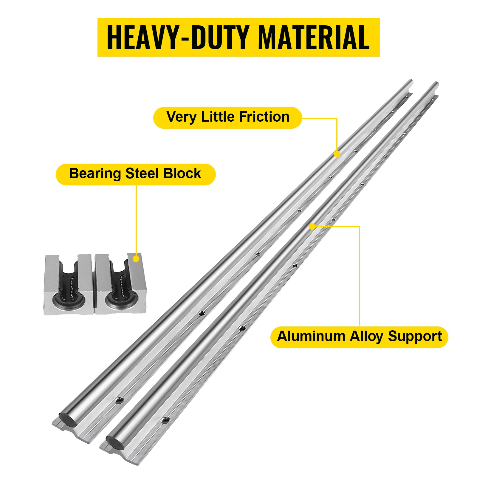 VEVOR linear rail sbr20 with aluminum alloy support and bearing steel block.