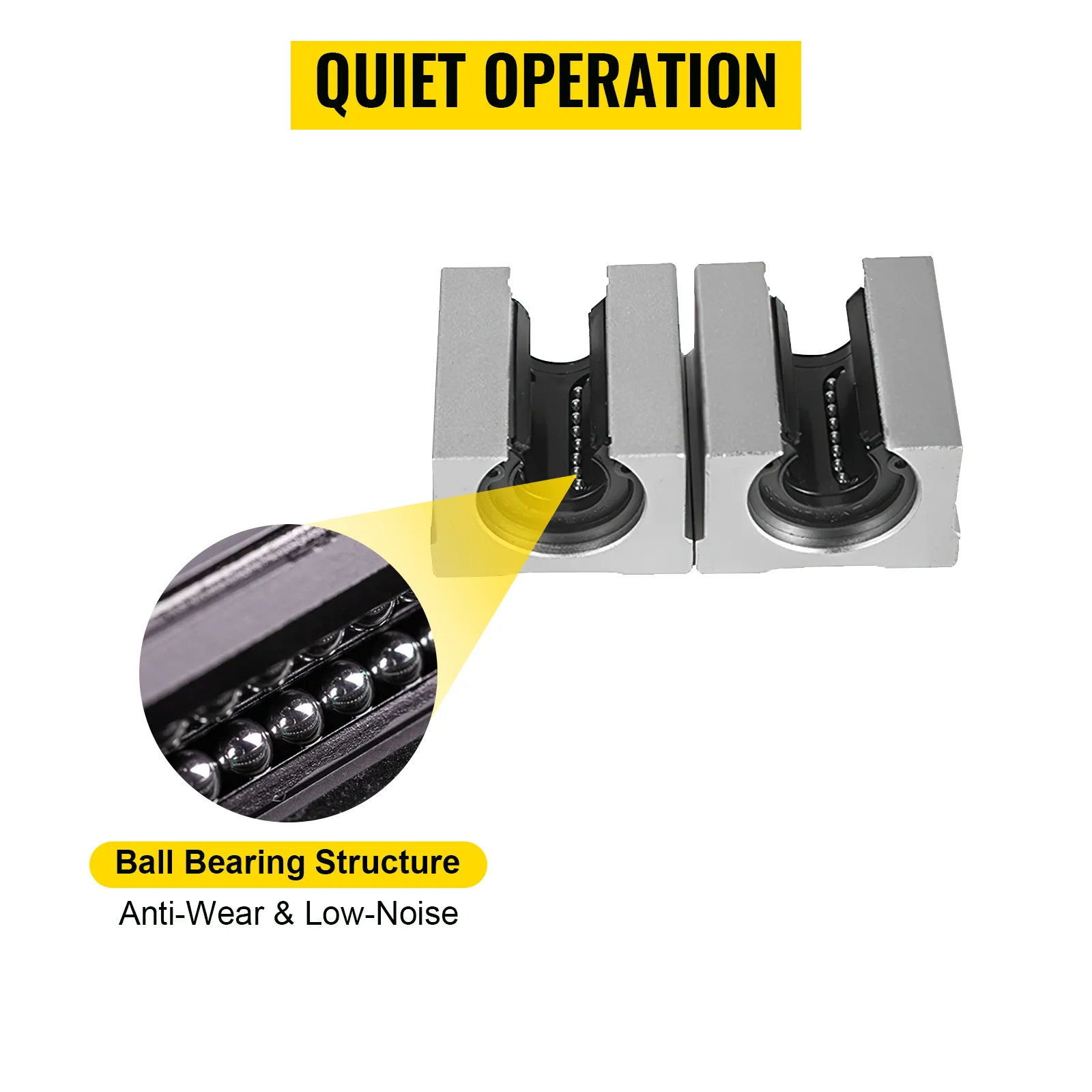 VEVOR linear rail sbr20 with ball bearing structure and quiet operation.