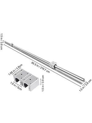 metal VEVOR linear rail set with dimensions labeled, includes two blocks.